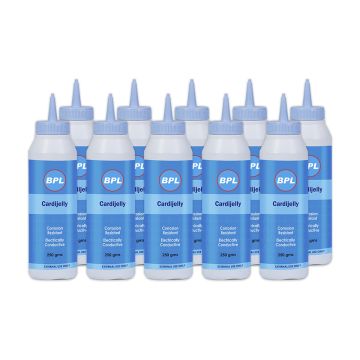 BPL Medical Technologies Cardi-Jelly Gel|High Conductivity, Skin Friendly, Electrocardiography, Physio & Therapeutic for Fetal Doppler, ECG, Sonography, EMG & EEG - 250ml (Per Piece) - Pack of 10