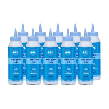BPL Medical Technologies Ultrasound Gel|High Conductivity, Skin Friendly, Ultrasound Compatible, Physio & Therapeutic for Fetal Doppler, ECG, Sonography, EMG & EEG - 250ml (Per Piece) - Pack of 10