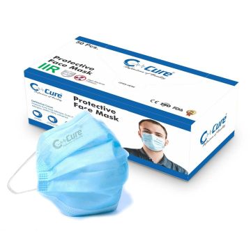 C-Cure 3 Ply Disposable Protective IIR Face Mask with 98% BFE and Melt-Blown Filter - Pack of 50