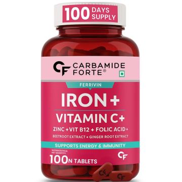 Carbamide Forte Iron + Vitamin C Tablets - Bottle of 100