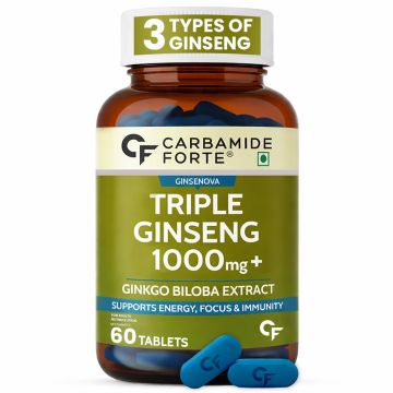 Carbamide Forte Triple Ginseng 1000mg with Ginkgo Biloba Tablets - Bottle of 60