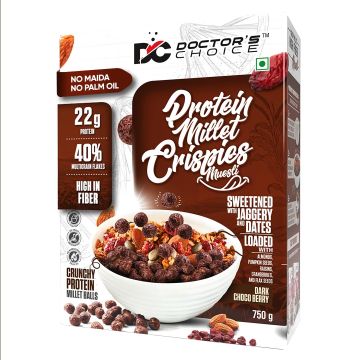 Doctor's Choice Protein Millet Crispies Muesli (Dark Choco Berry) - 750g