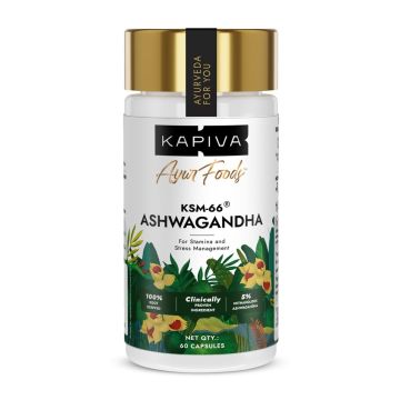 Kapiva KSM-66 Ashwagandha Capsules - Bottle of 60