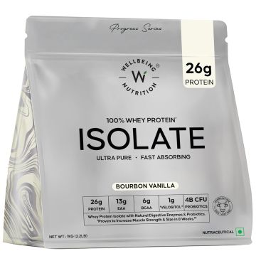 Wellbeing Nutrition 100% Whey Protein Isolate (Bourbon Vanilla) -  1kg
