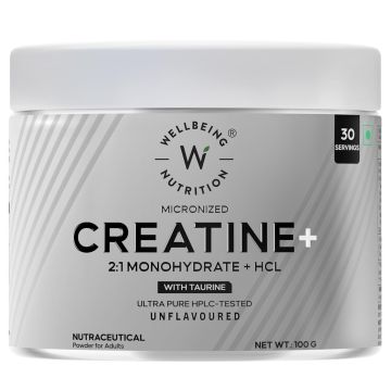 Wellbeing Nutrition Creatine Monohydrate + HCL (Unflavored) - 100g
