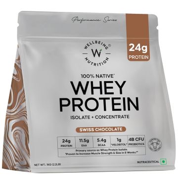 Wellbeing Nutrition 100% Native Whey Protein (Swiss Chocolate) - 1kg