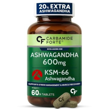 Carbamide Forte Ashwagandha 600mg KSM66 Tablets - Bottle of 60