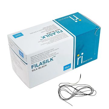 Meril Filasilk (SLK605043i) Silk Black Natural Non-Absorbable Braided Silk With Elixir Needle, 38cm(6-0) - 12's Pack