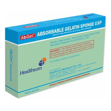 Abgel Absorbable Regular Gelatin Sponge USP (80x50x10mm) - 2's Pack