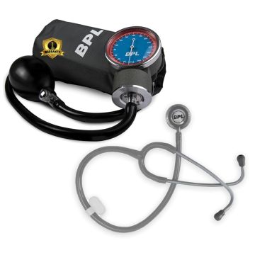 BPL Medical Technologies Manual Large Dial Aneroid Sphygmomanometer Blood Pressure Monitor with ST-04 Aluminium Stethoscope