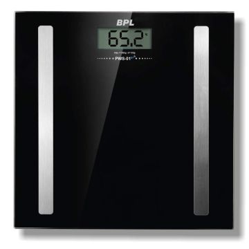 BPL Medical Technologies PWS-01BT BMI Weight Machine for Body Weight, Digital Body Fat Analyzer Machine & Smart Body Composition Scale, 15 Body Composition - Black