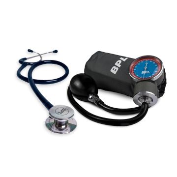 BPL Medical Technologies Manual Large Dial Aneroid Sphygmomanometer Blood Pressure Monitor with ST-03 Brass Dual Stethoscope