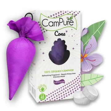 Campure Camphor Cone Air Freshener (Lavender) – Pack of 1