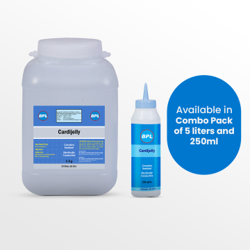 BPL Medical Technologies Cardi-Jelly Gel Jar + Bottle|High Conductivity, Skin Friendly, Electrocardiography, Physio & Therapeutic for Fetal Doppler, ECG, Sonography, EMG & EEG - 5 Litre + 250ml