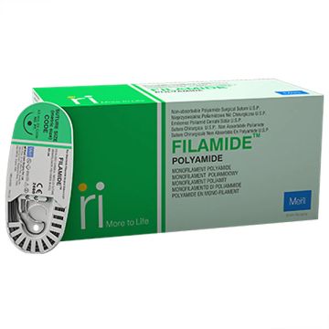 Meril Filamide Synthetic Non-Absorbable Monofilament Polyamide Plastic Surgery Sutures - 12's Pack