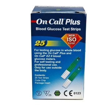  On Call Plus Blood Glucose Test Strips - Pack of  25