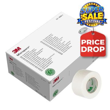 3M Micropore (1530-1) Surgical Paper Tape (2.5cm x 9.14m) - 12's Pack