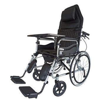 Karma Ryder-8 (MWC-CR) Manual Reclining Commode Wheelchair with Table Tray