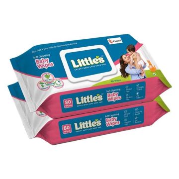 Little's Soft Cleansing Baby Wipes Lid  - (2x80) Units
