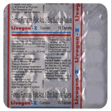 Livogen-Z Captabs - Strip of 15

