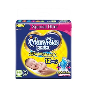 Mamy Poko Pants Allnight Absorb NB - Pack of 64