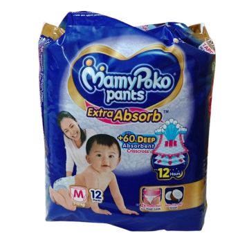 MamyPoko Extra Absorb Diaper Pants (Medium) - Pack of 12
