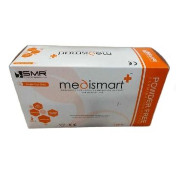 MEDISMART+ Powder Free Latex Examination Gloves  (Polymer Coated) - 100's Box