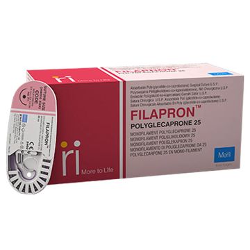Meril Filapron AB Synthetic Absorbable Monofilament Surgical Suture (Coated Poliglecaprone 25 with Triclosan) - 12's Pack