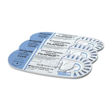 Meril Filaprop P Cardiovascular Synthetic Non-Absorbable Monofilament Polypropylene With Pledgets Surgical Suture - 12's Pack