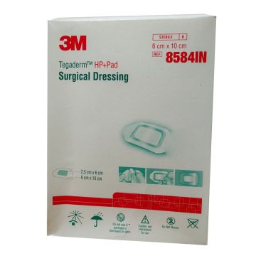 3M Tegaderm (8584) HP+Pad Film Dressing with Non-Adherent Pad (6cmx10cm) - 1's Pack