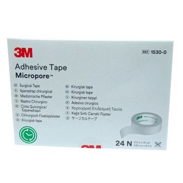 3M Micropore (1530-0) Surgical Paper Tape (1.27cm x 9.14m) - 24's Pack