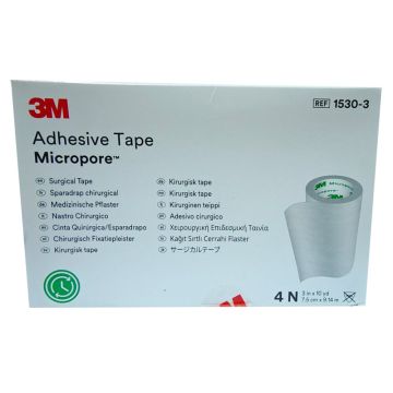 3M Micropore (1530-3) Surgical Paper Tape (7.6cm x 9.14m) - 4's Pack