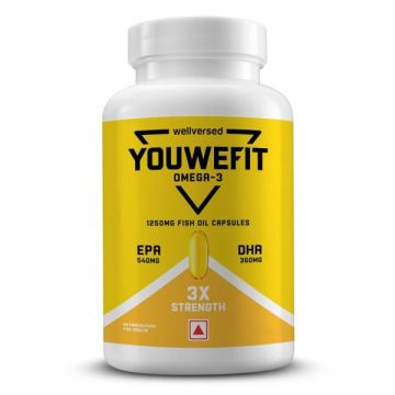 YouWeFit Omega-3 Fish Oil 1250mg Capsules - Bottle of 30