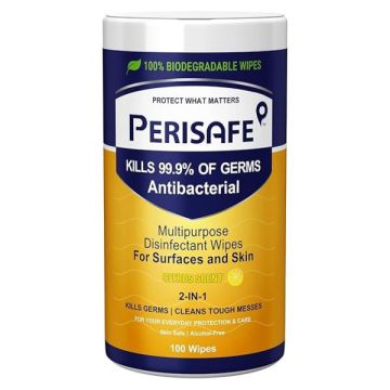 Perisafe Multipurpose Disinfectant Wipes Suitable for Skin & Surfaces (Alcohol Free) – 100 Wipes
