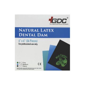GDC Green Rubber Dam Sheet (Adult) 15.24 cm x 15.24 cm (6" x 6") - Pack of 36