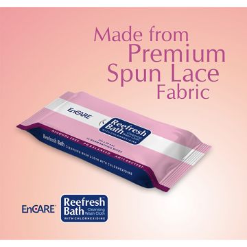 EnCARE Reefresh Adult Bed Bath Wipes with Chlorhexidine (32 x 24 cm) - 10's Pack