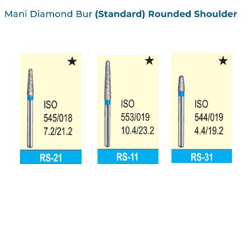 Mani Diamond Bur (Standard)- Rounded Shoulder, Pack of 5