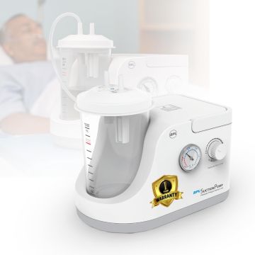 BPL Medical Technologies Portable Phlegm Suction Pump Machine with 1L Jar for Home, Clinic, Dentist and Hospital Use - 1 Year Warranty - White