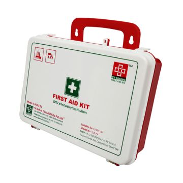 St Johns (SJF P4) Workplace First Aid Kit Plastic Box Wall Mounted Medium (10 Person)