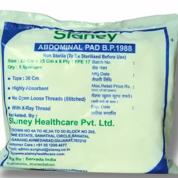 Abdominal (ABD01) Non Sterile Mop (30cmx 30cmx 08Ply) - 5's Pack