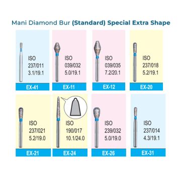 Mani Diamond Bur (Standard)-Special Extra Shape, Pack of 5