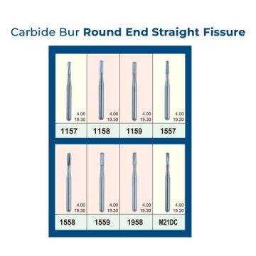 Mani Carbide Bur Round End Straight Fissure- 10's Pack