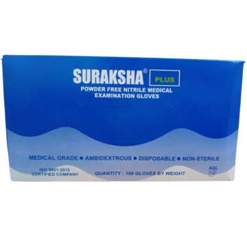 Suraksha Plus Nitrile Medical Examination Gloves-Box of 100