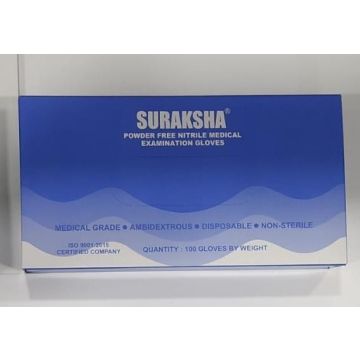 Suraksha Nitrile Medical Examination Gloves- Box Of 100