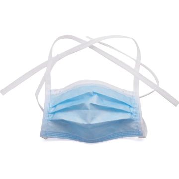 C-Cure Premium Quality Disposable 3 Ply Tie on Face Mask with Melt blown Filter & Nose Clip (Blue) - Pack of 100