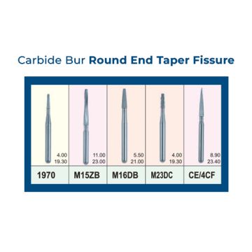 Mani Carbide Bur Round End Taper Fissure- 10's Pack