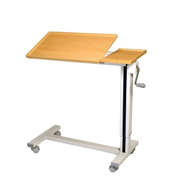 Height Adjustable Bedside Table with 2 Section Laminated Board Top (Gear Mechanism)
