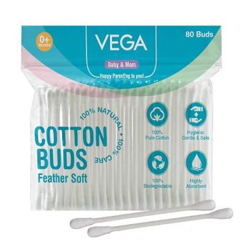 Vega Baby & Mom Cotton Buds Ziplock Pouch (VBHA3-02) – Pack of 80