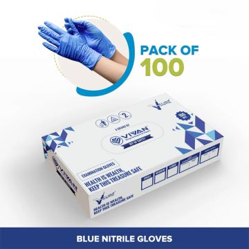 VSURZ Blue Powder Free Nitrile Examination Gloves - Pack of 100
