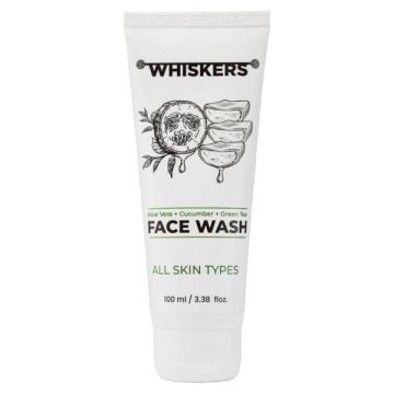Whiskers Aloe Vera, Green Tea & Cucumber Face Wash - 100 ml